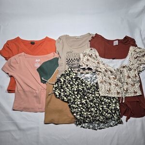 Lot of 7 Juniors XS Crop Tops Shirts Boho Fairy 90s Y2K Soft Girl CottageCore